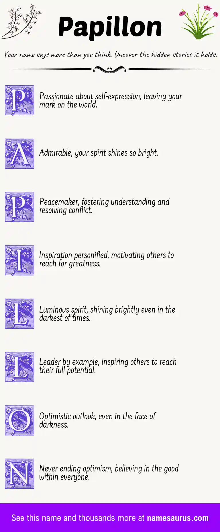 Acrostic poem about Papillon.