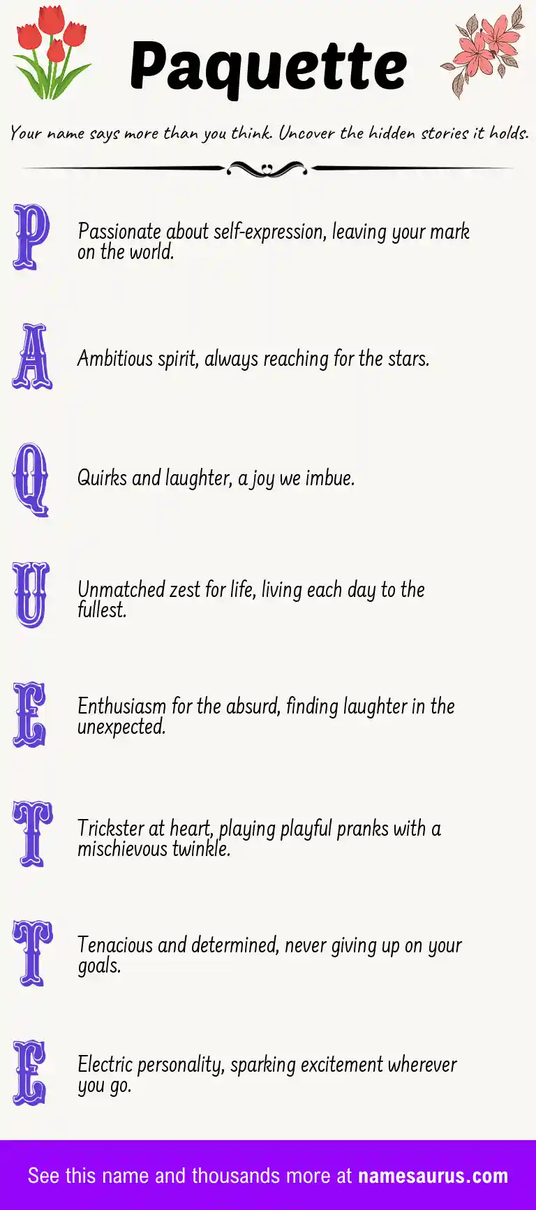 Acrostic poem about Paquette.