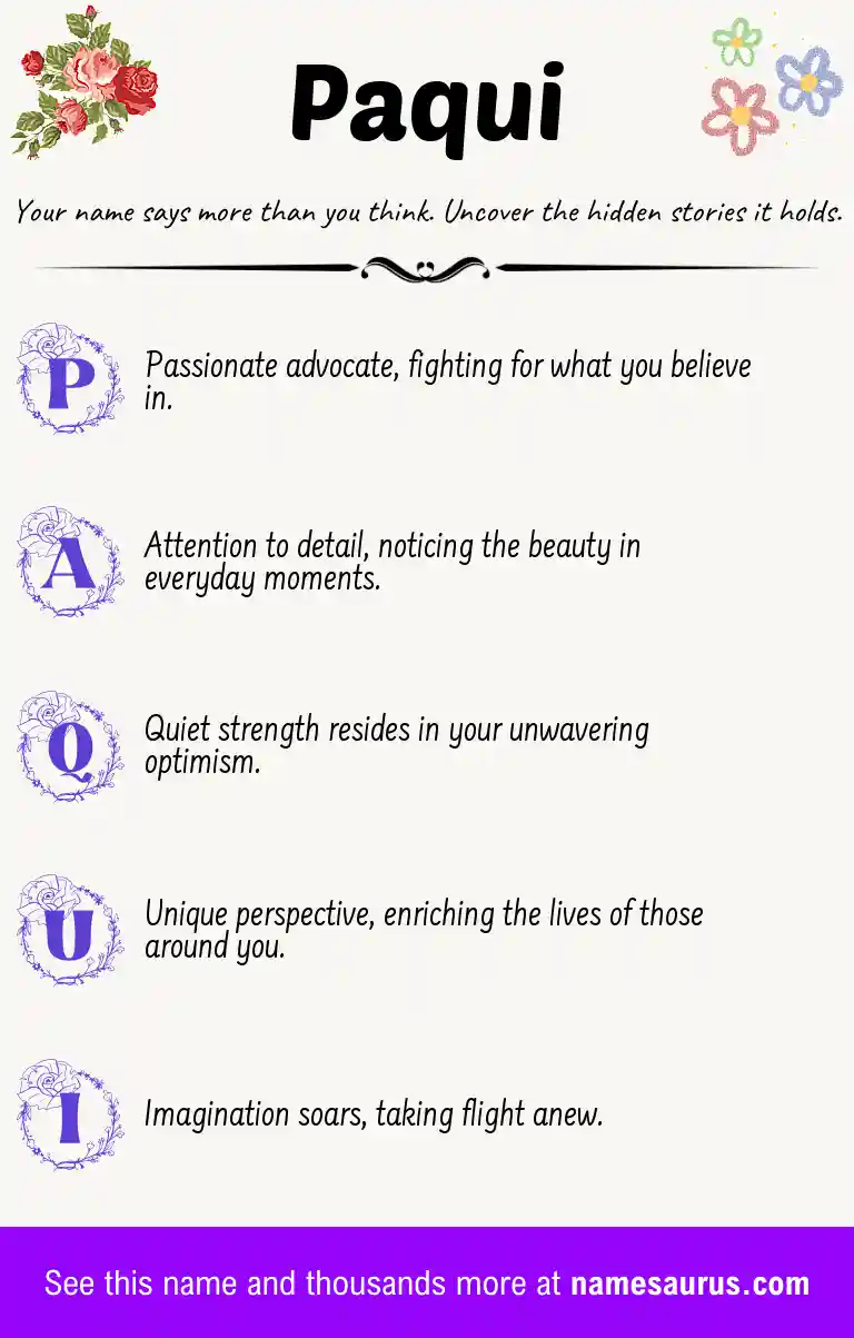 Acrostic poem about Paqui.
