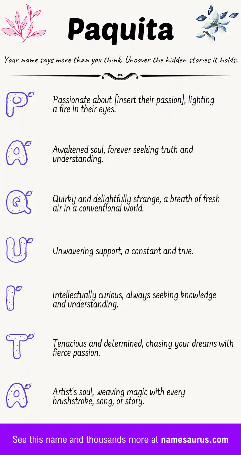 Acrostic poem about Paquita.