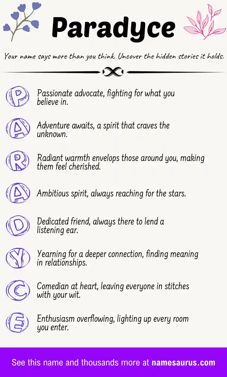 Acrostic poem about Paradyce.