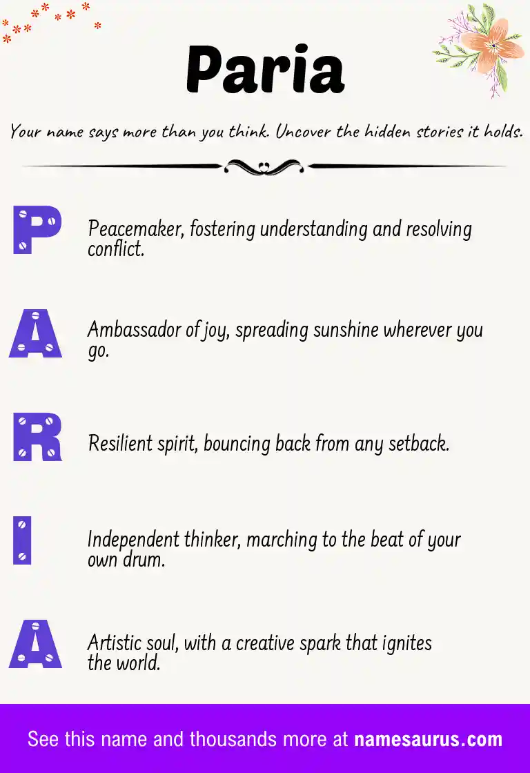 Acrostic poem about Paria.