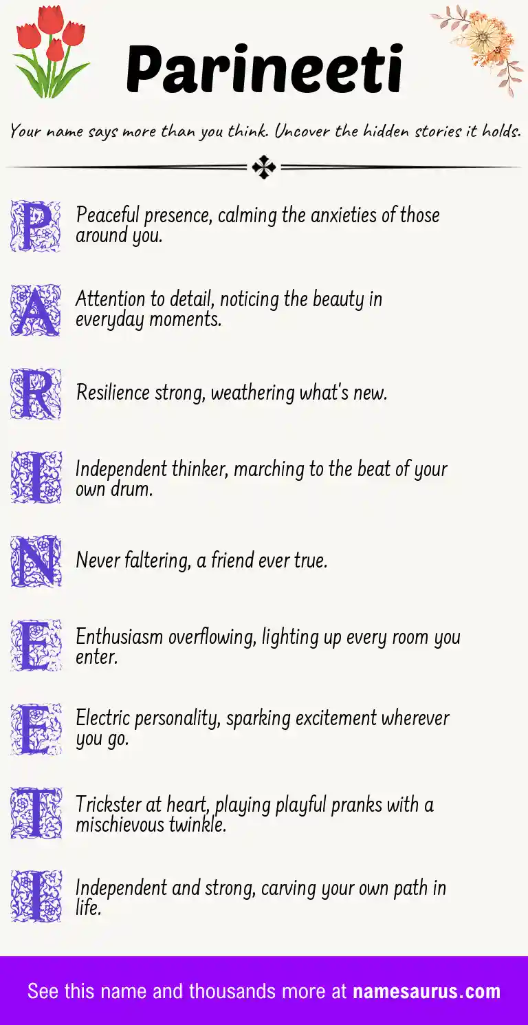 Acrostic poem about Parineeti.