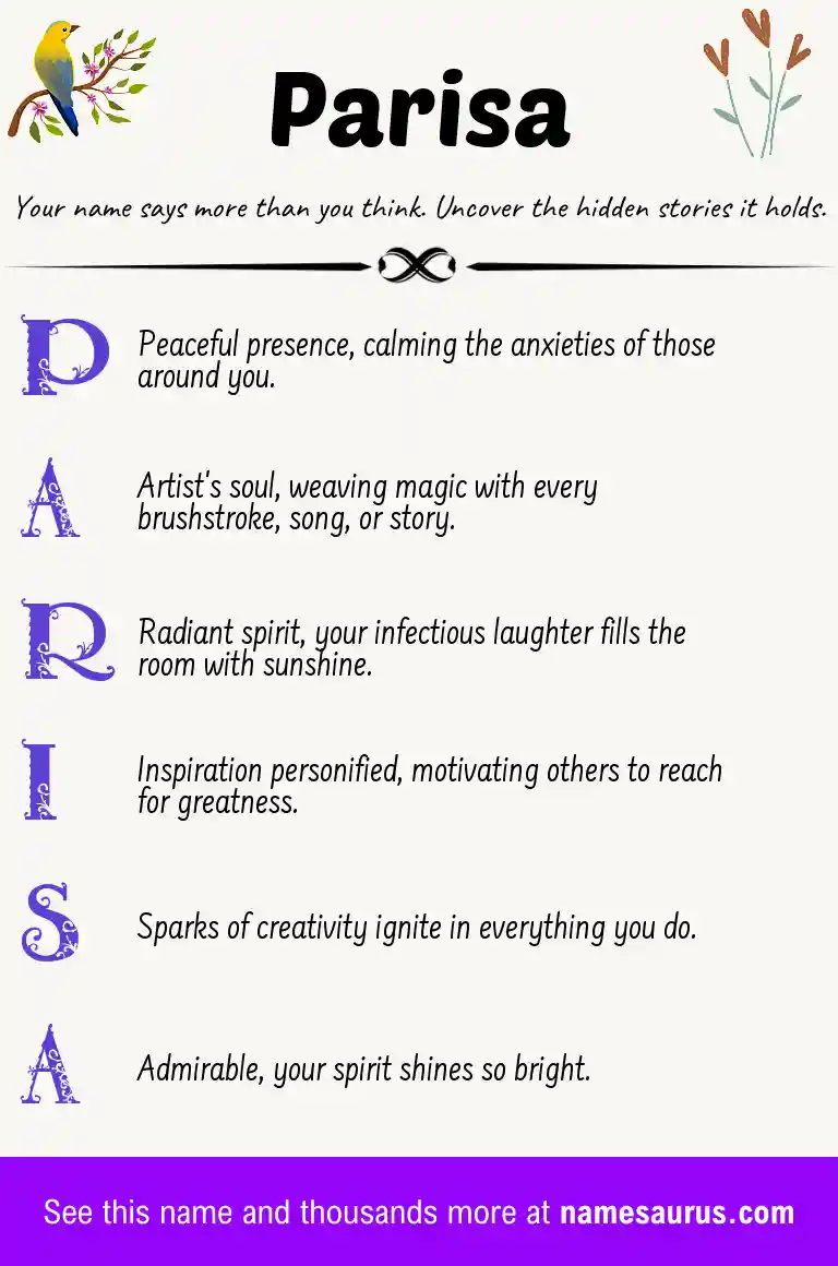 Acrostic poem about Parisa.