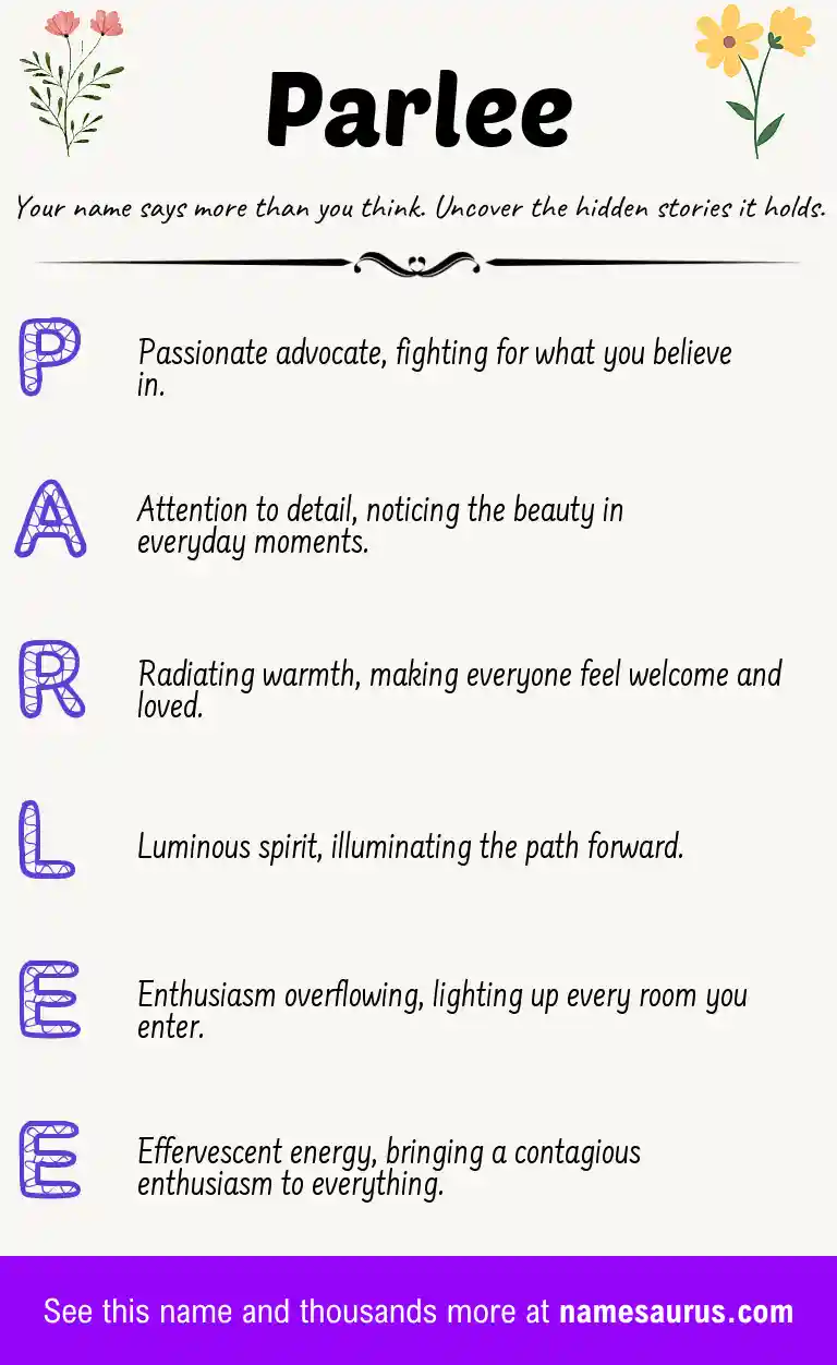 Acrostic poem about Parlee.