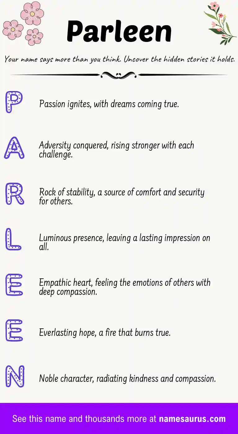 Acrostic poem about Parleen.