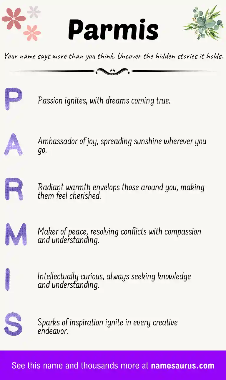Acrostic poem about Parmis.