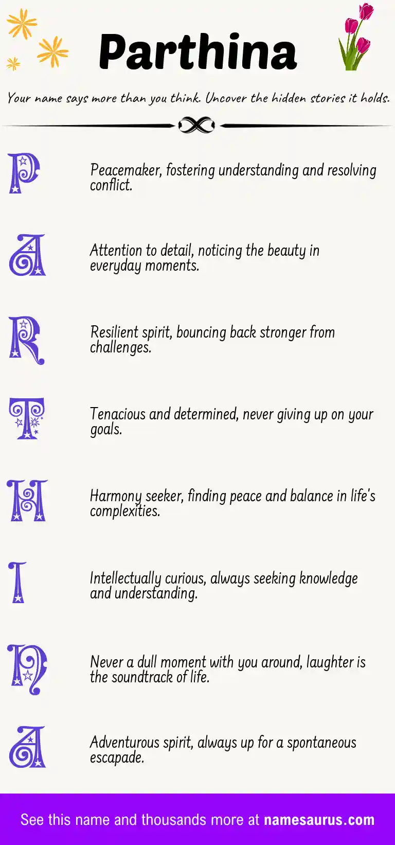 Acrostic poem about Parthina.