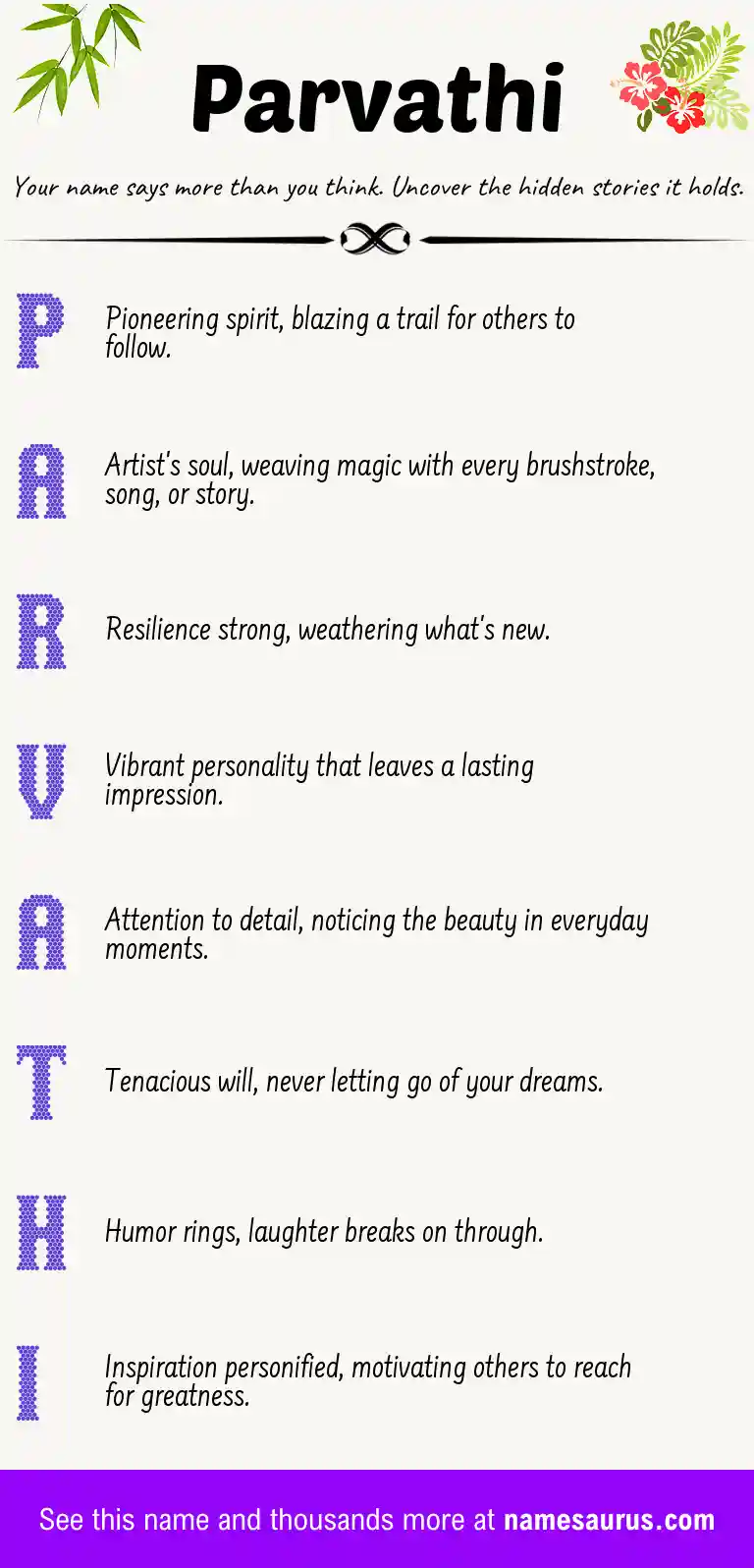 Acrostic poem about Parvathi.