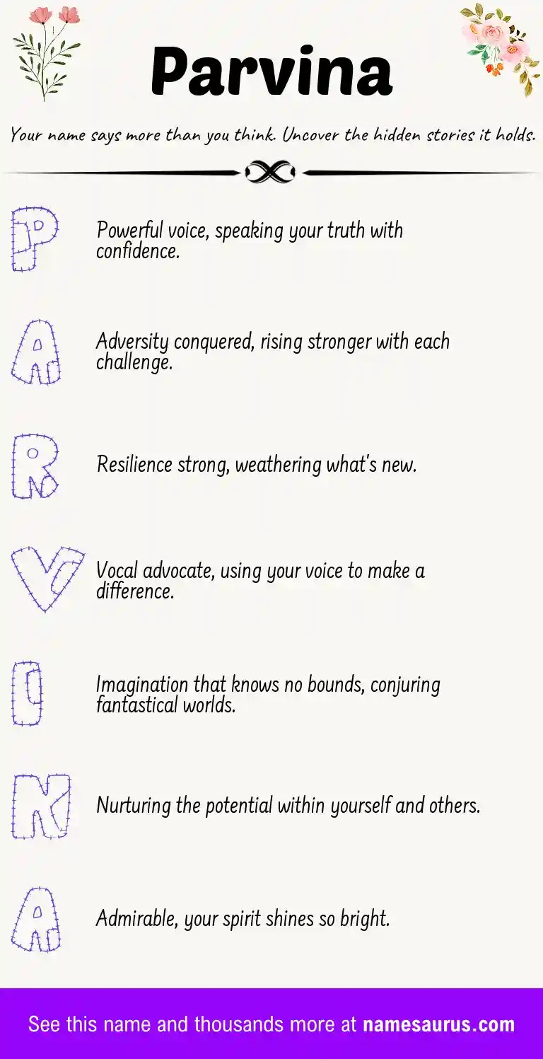 Acrostic poem about Parvina.