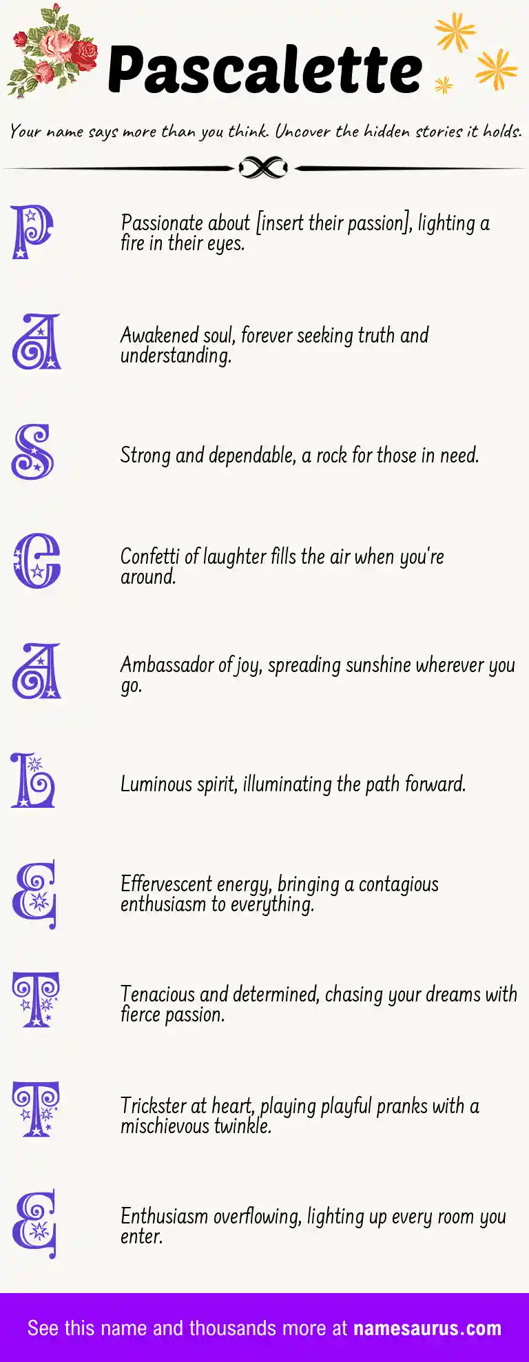 Acrostic poem about Pascalette.