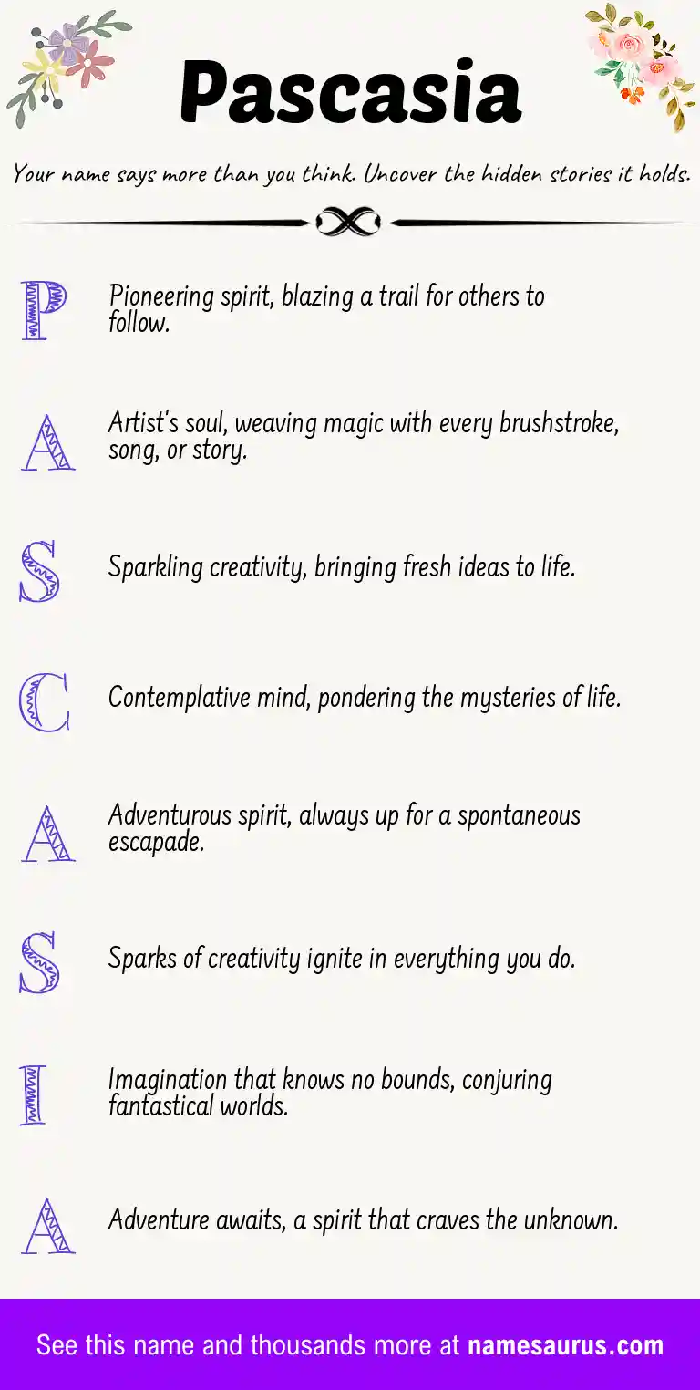 Acrostic poem about Pascasia.