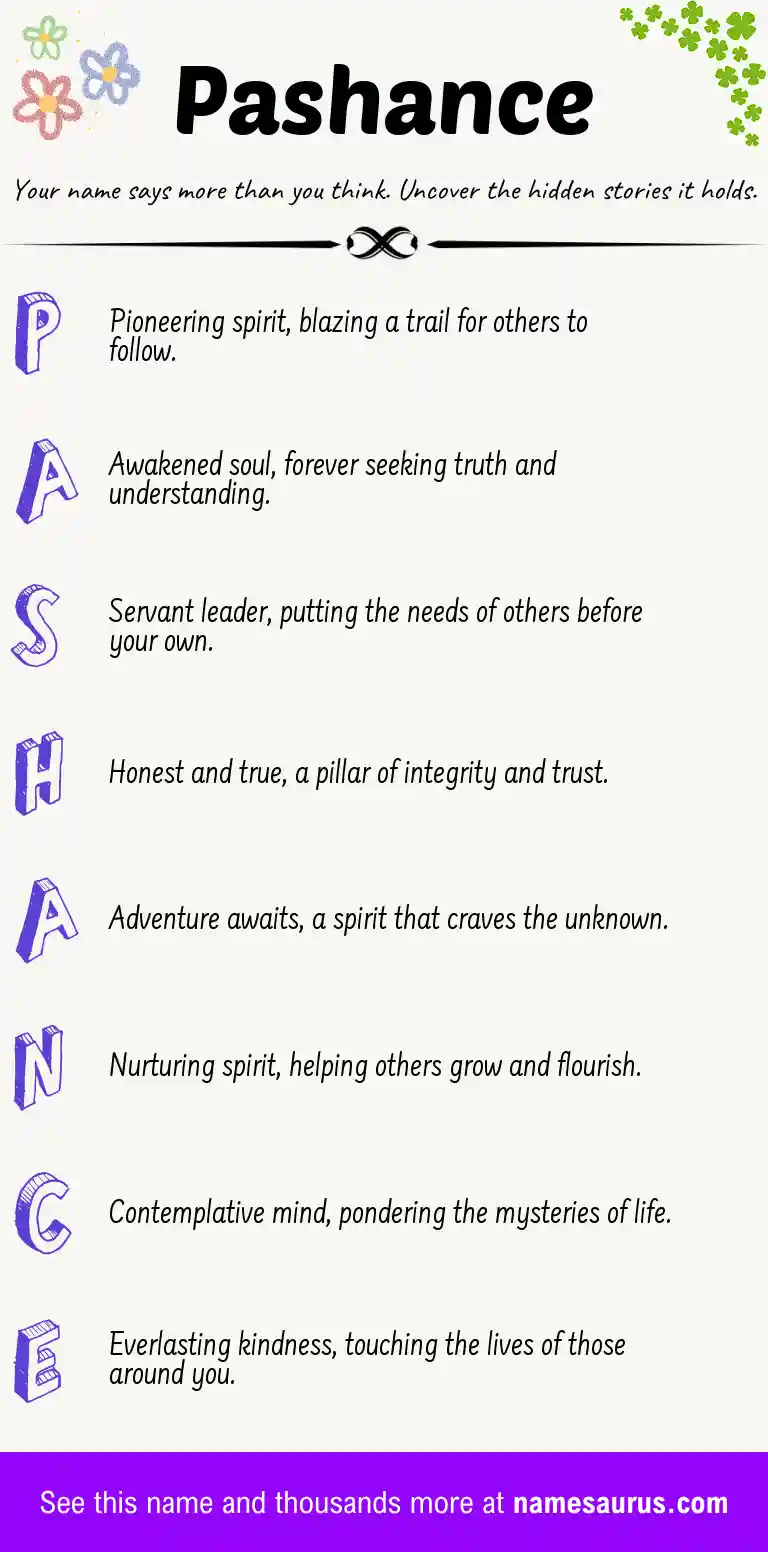 Acrostic poem about Pashance.