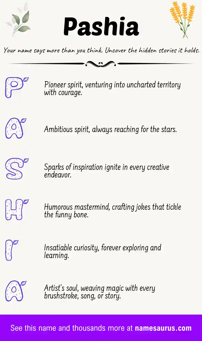 Acrostic poem about Pashia.