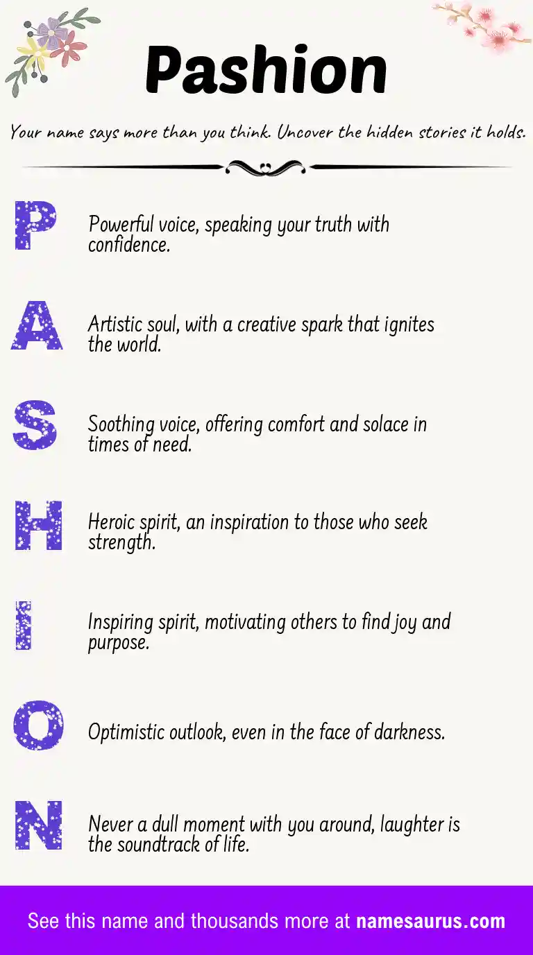 Acrostic poem about Pashion.