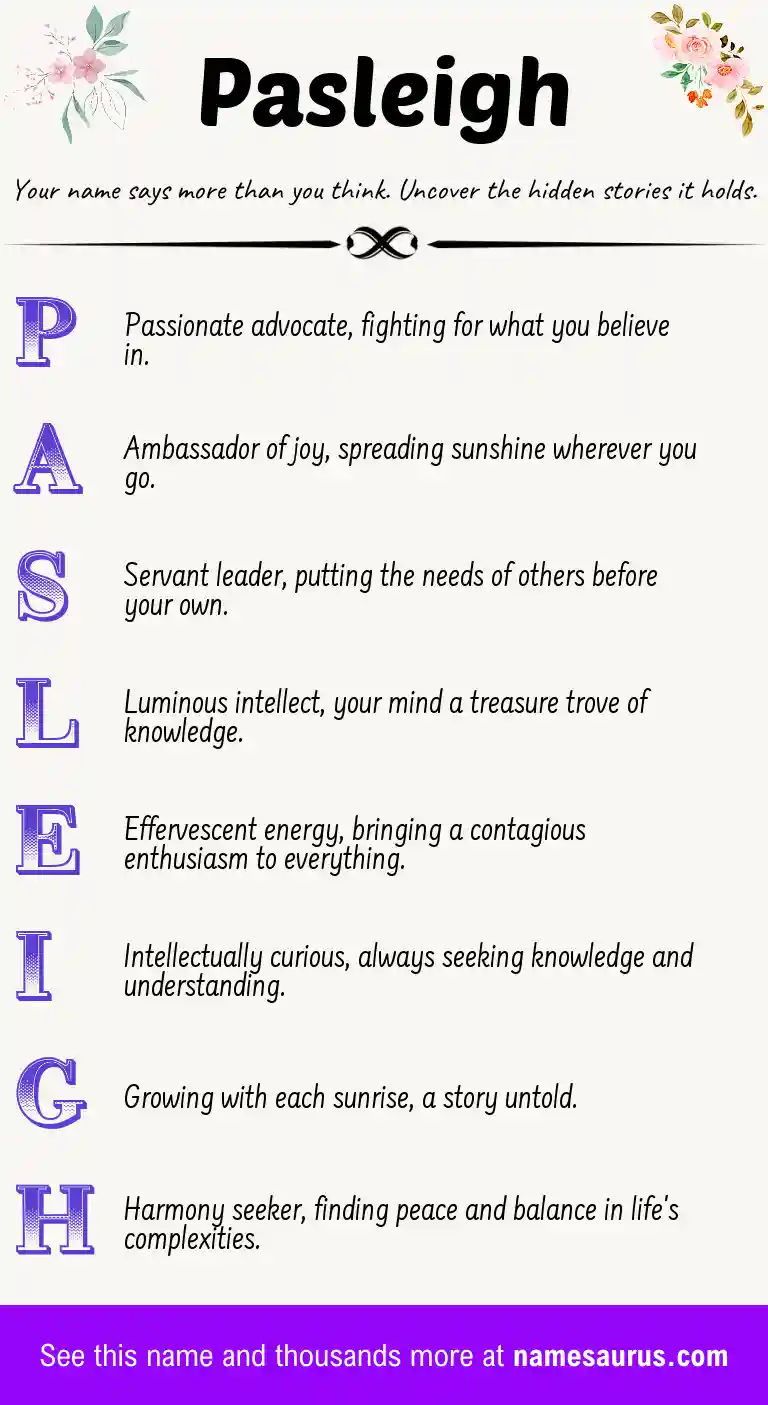 Acrostic poem about Pasleigh.