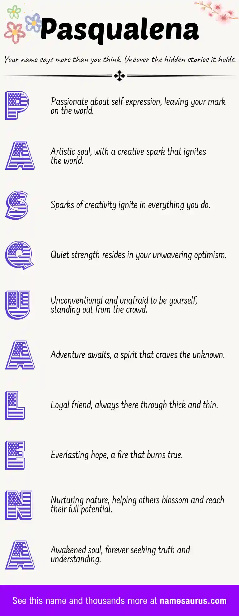 Acrostic poem about Pasqualena.