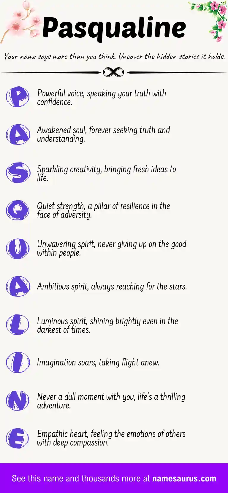 Acrostic poem about Pasqualine.