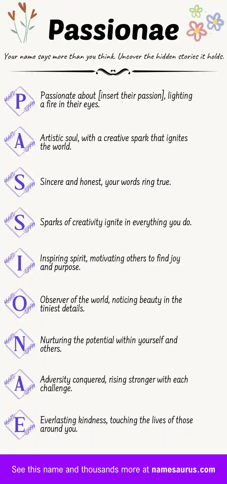 Acrostic poem about Passionae.