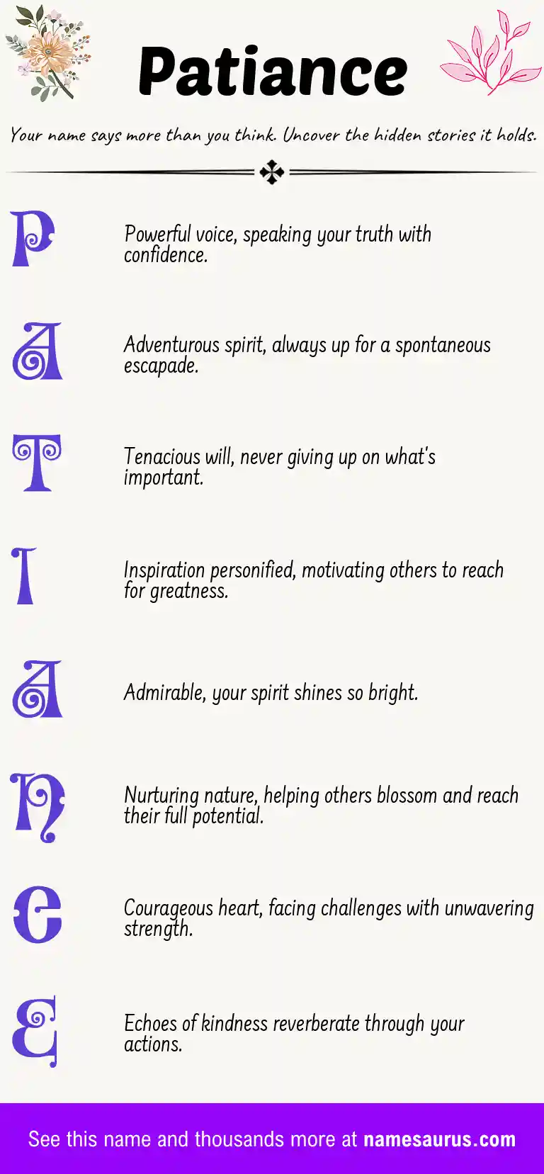 Acrostic poem about Patiance.