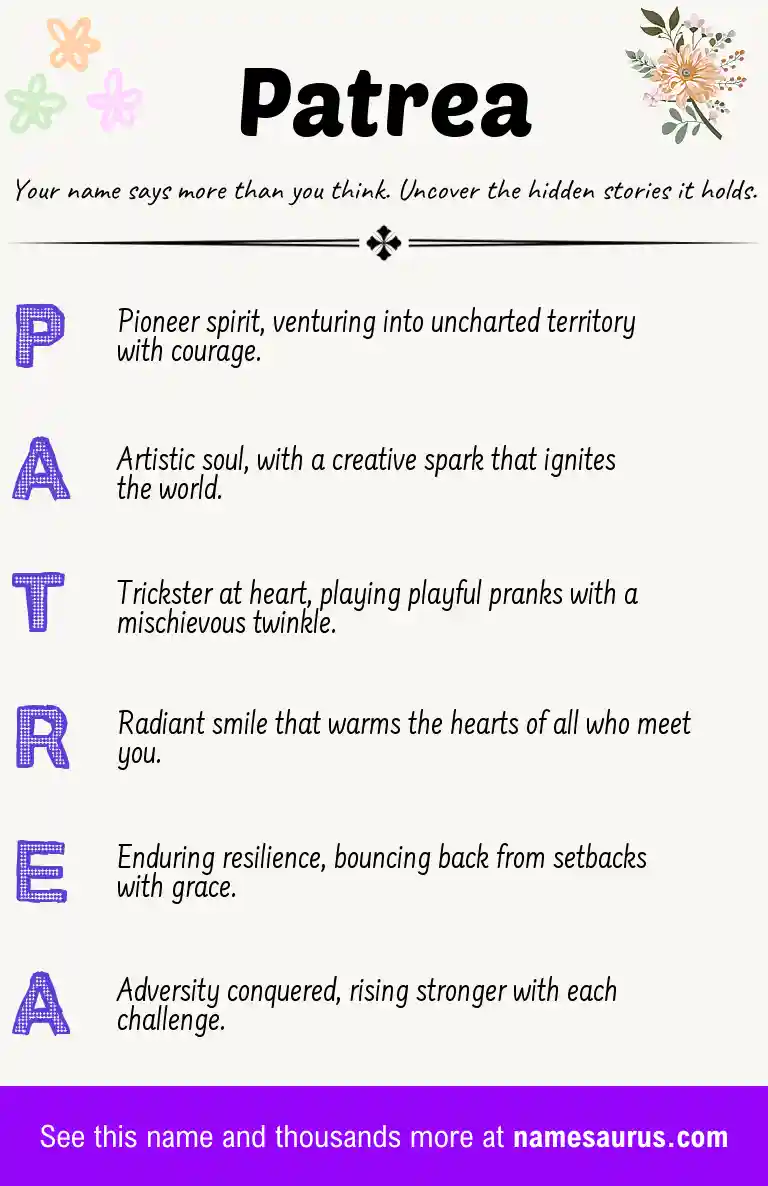 Acrostic poem about Patrea.