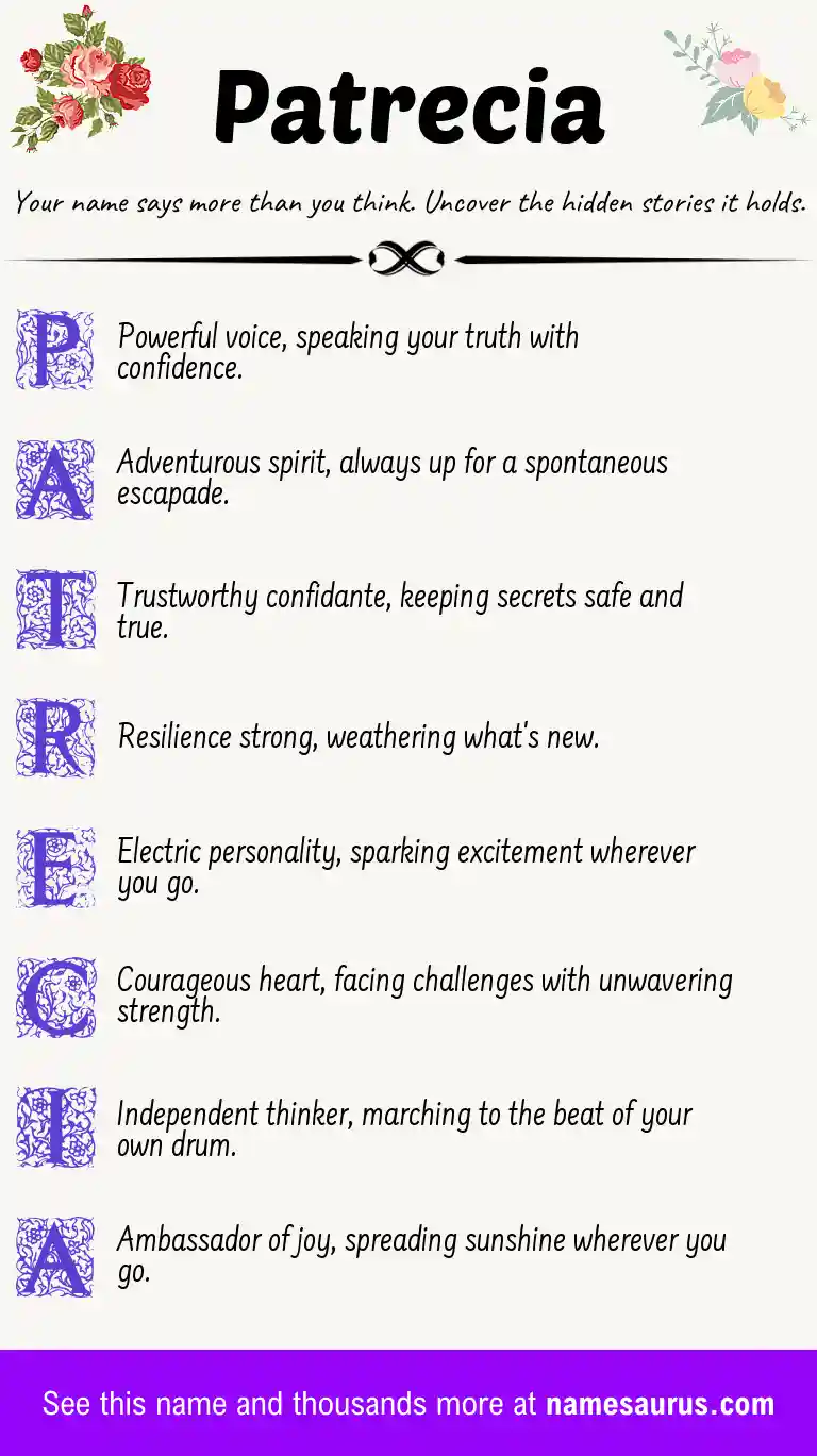 Acrostic poem about Patrecia.