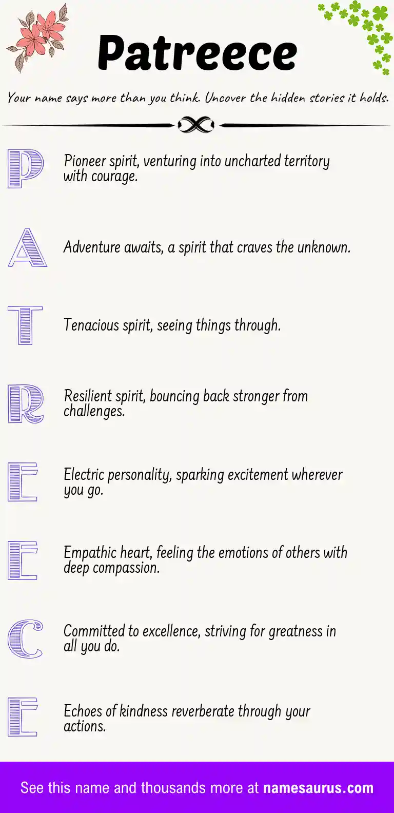 Acrostic poem about Patreece.