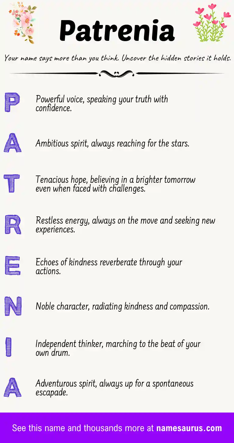 Acrostic poem about Patrenia.