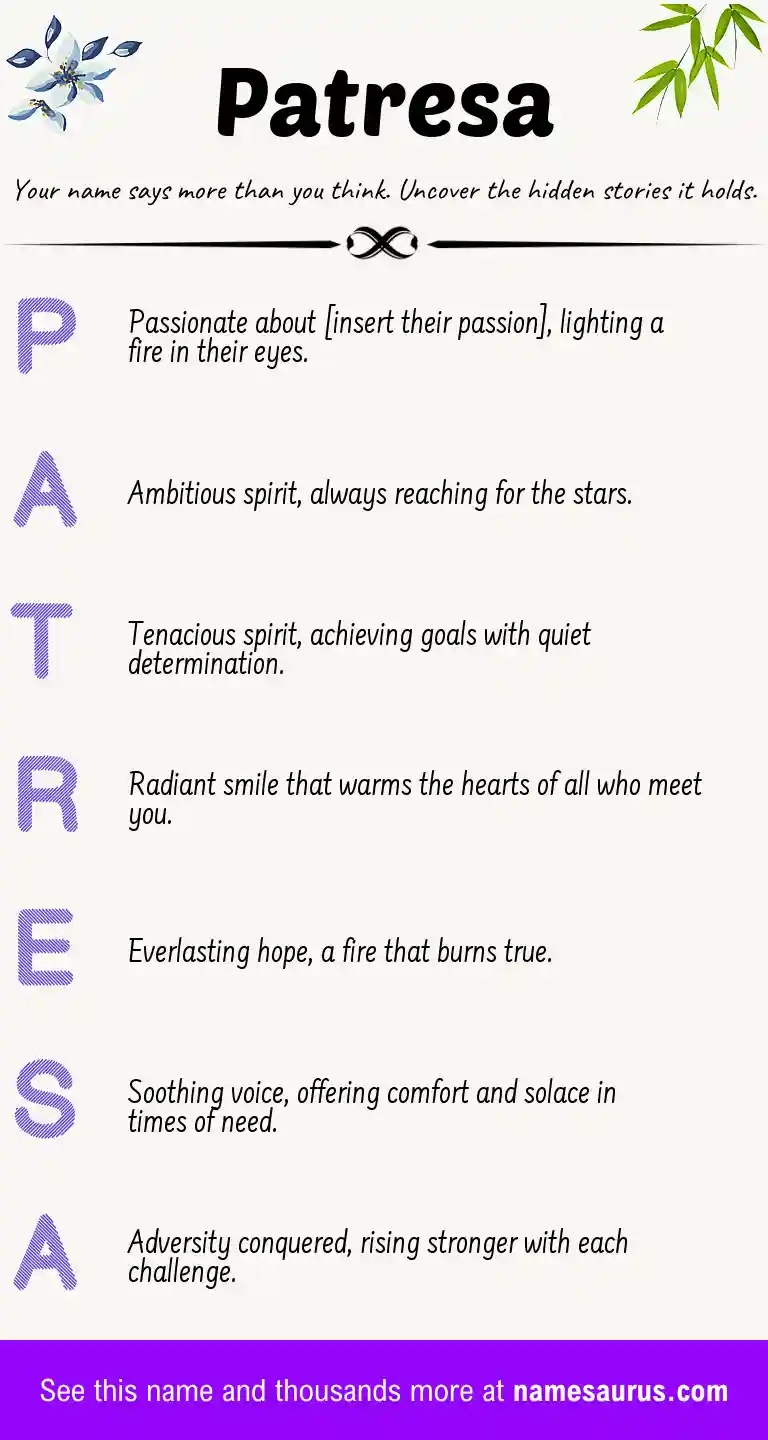 Acrostic poem about Patresa.