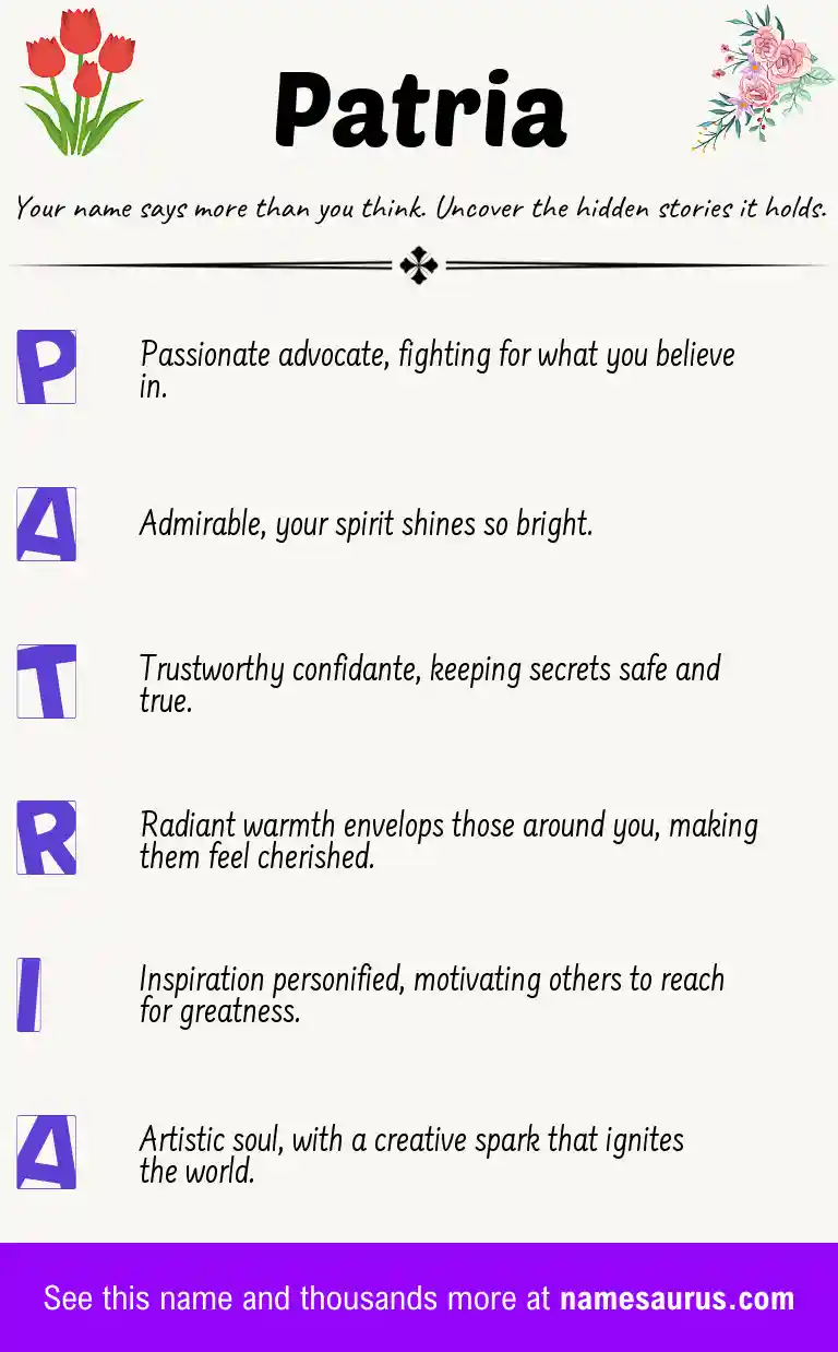 Acrostic poem about Patria.