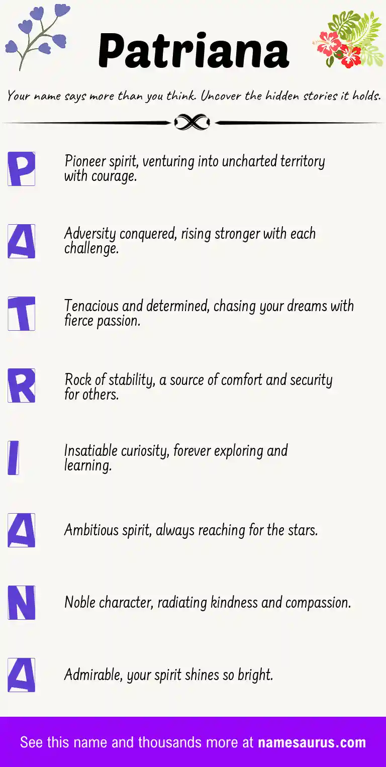 Acrostic poem about Patriana.