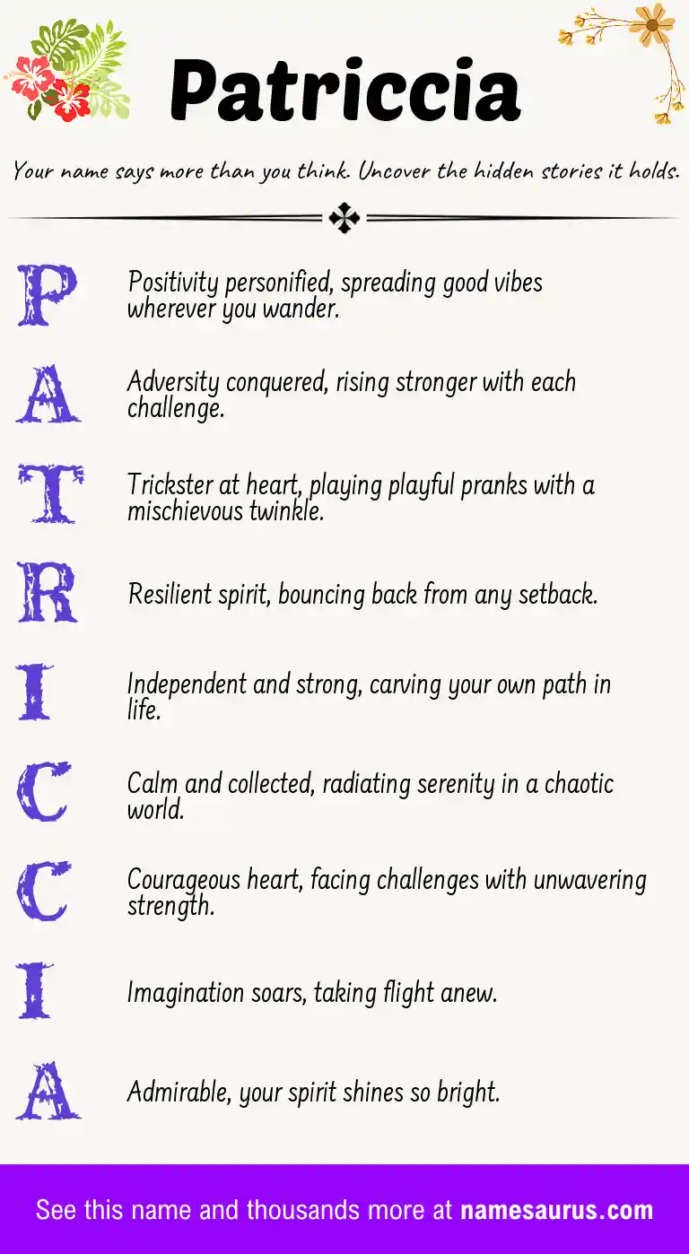 Acrostic poem about Patriccia.