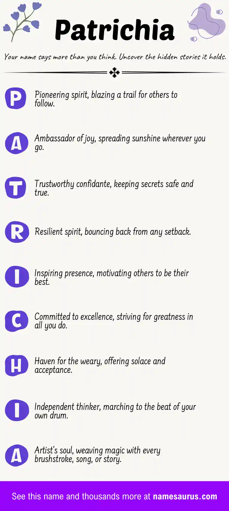 Acrostic poem about Patrichia.
