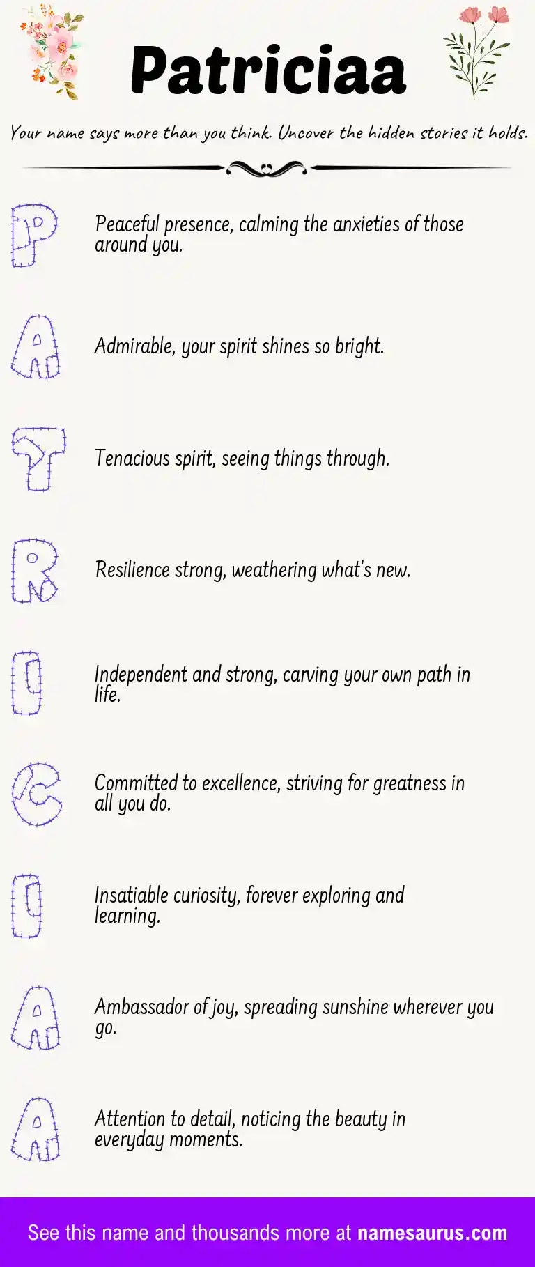 Acrostic poem about Patriciaa.
