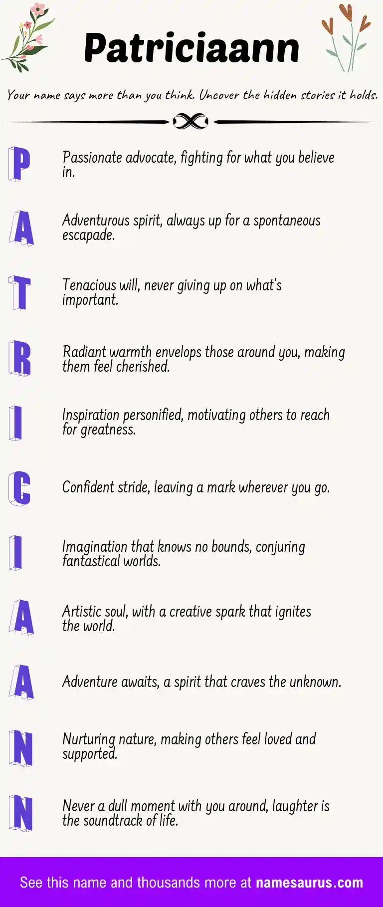 Acrostic poem about Patriciaann.