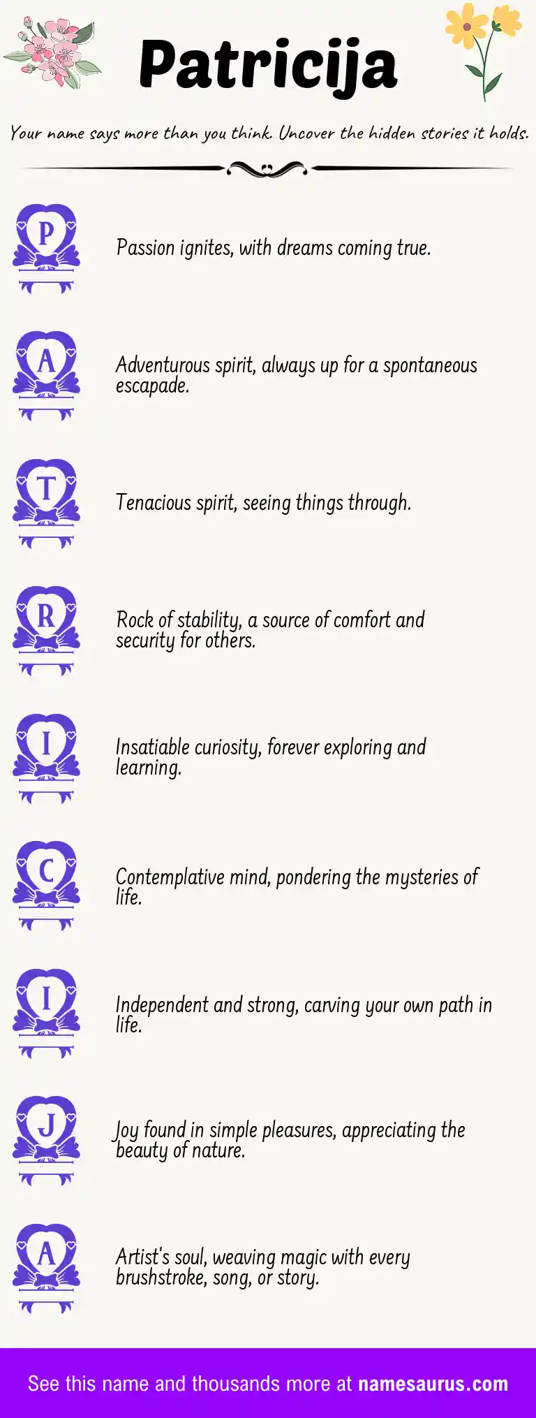 Acrostic poem about Patricija.