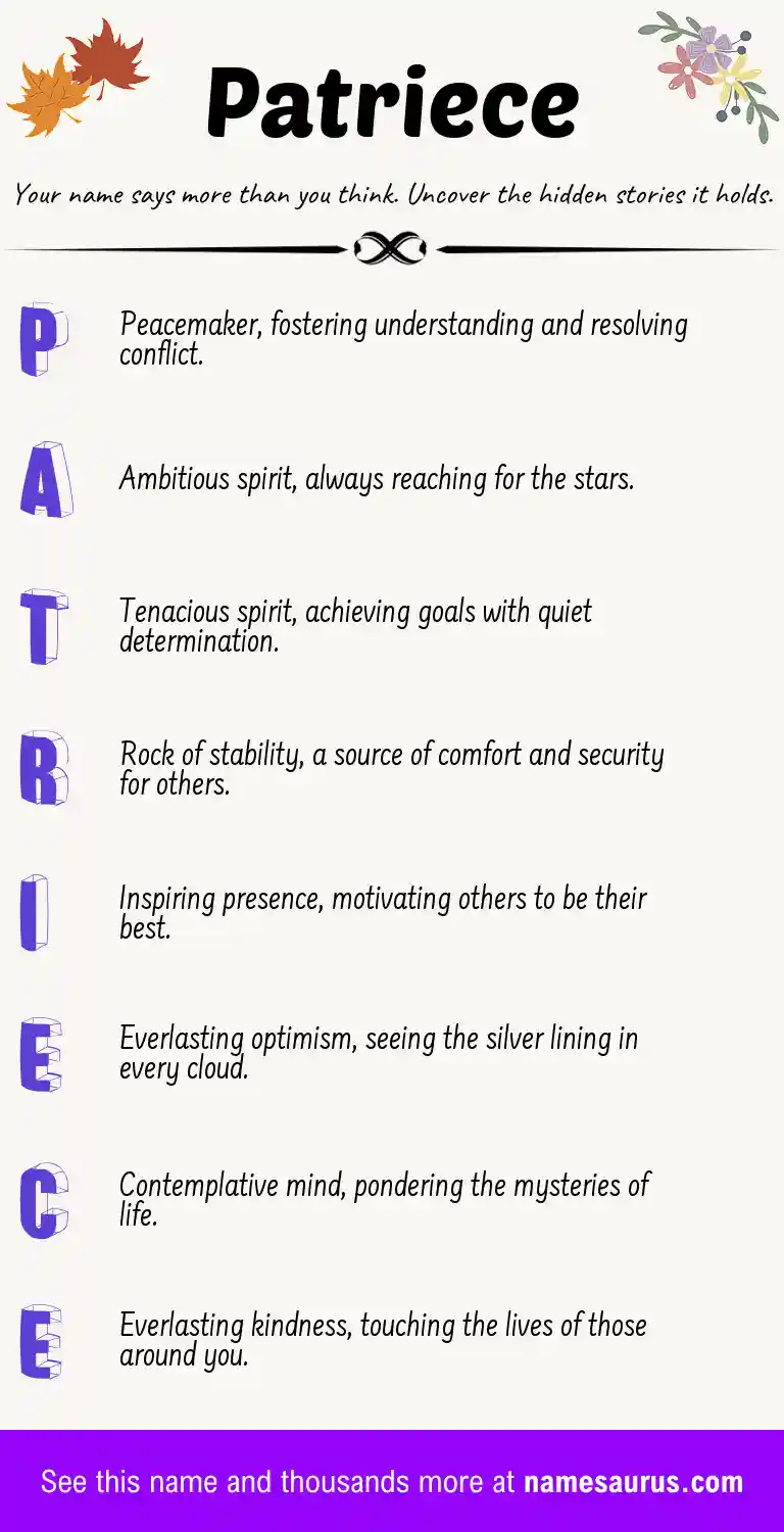 Acrostic poem about Patriece.