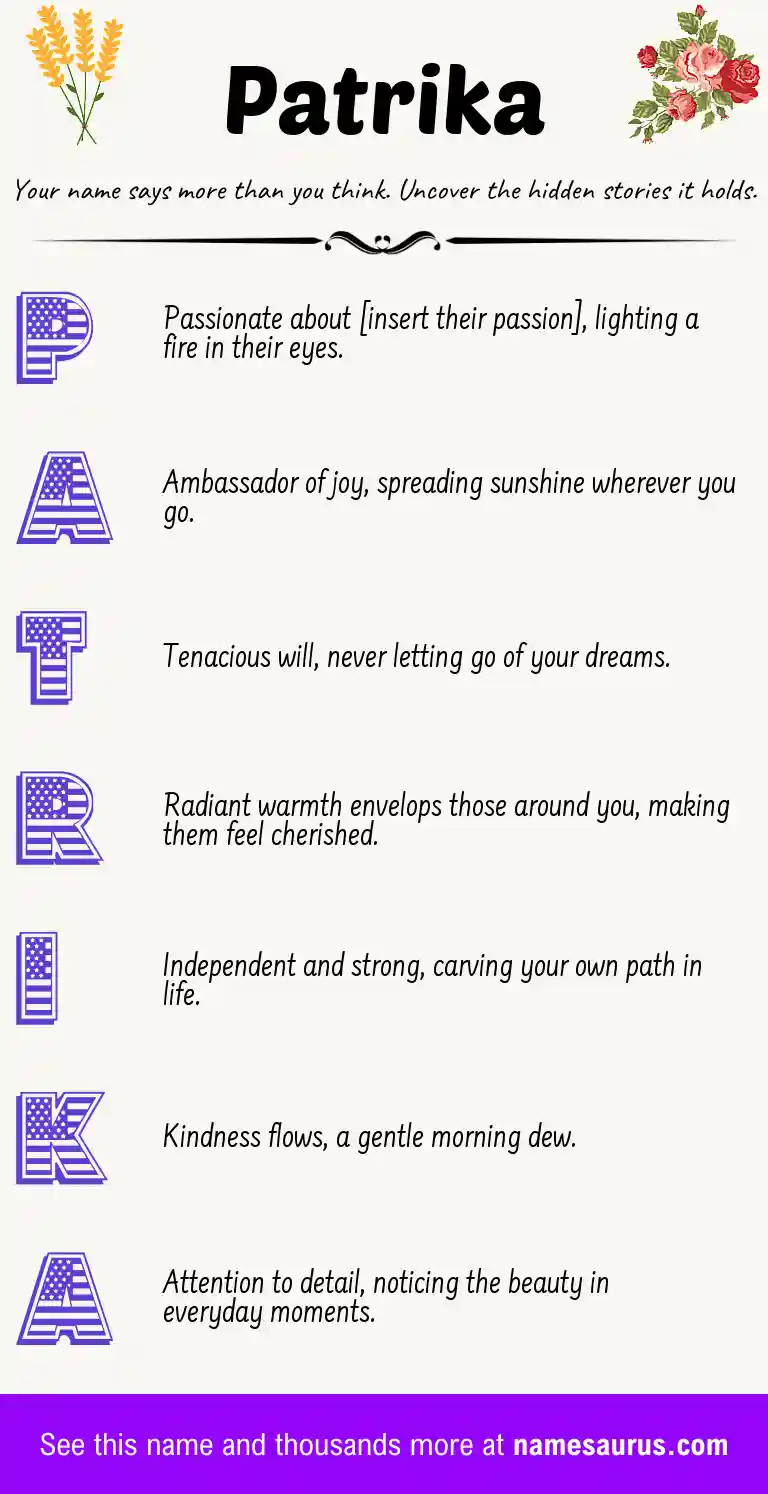 Acrostic poem about Patrika.