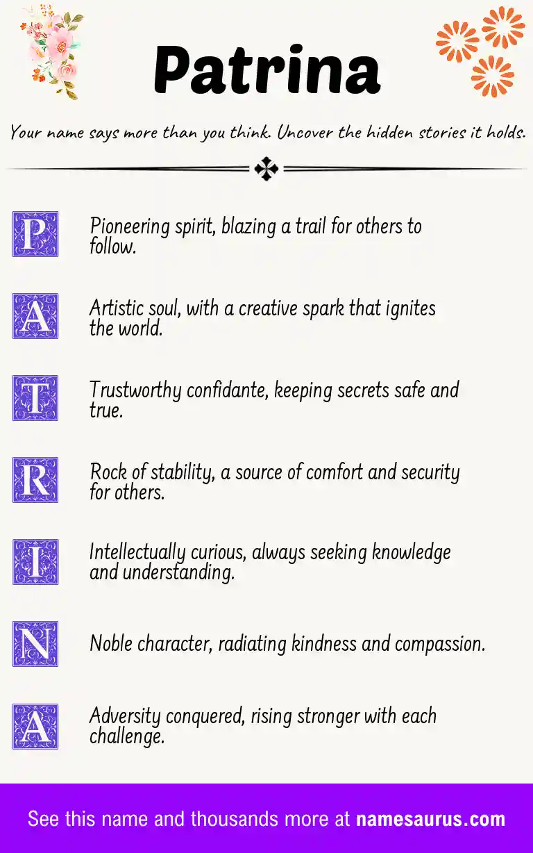Acrostic poem about Patrina.