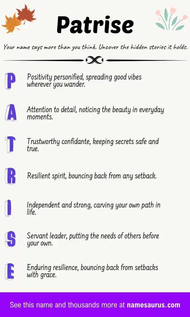 Acrostic poem about Patrise.