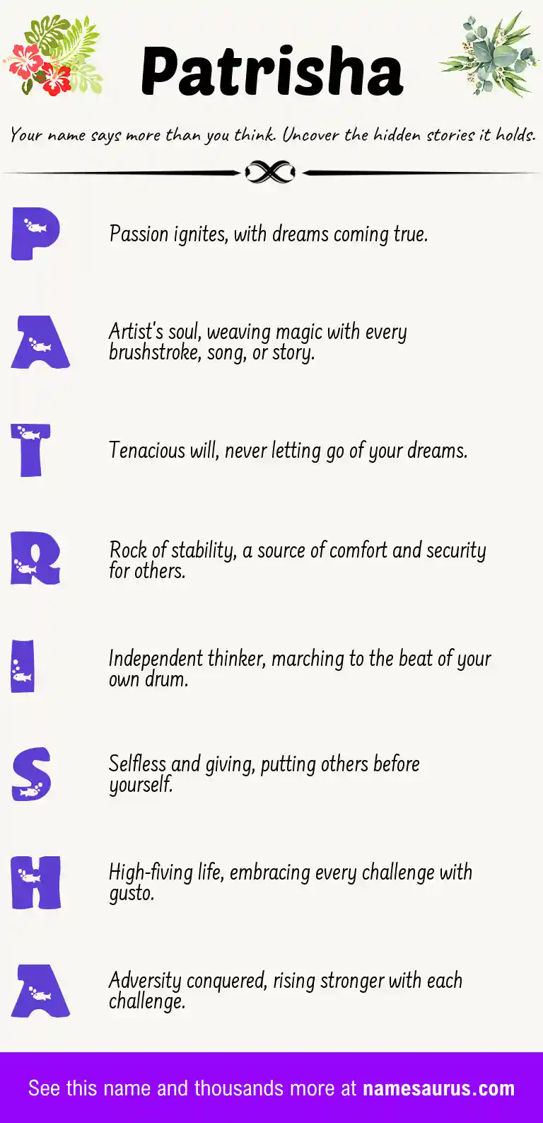 Acrostic poem about Patrisha.