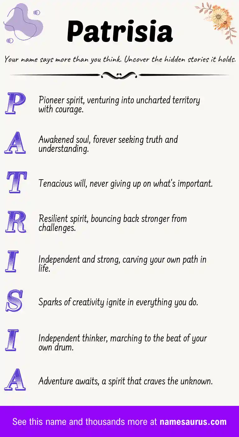 Acrostic poem about Patrisia.