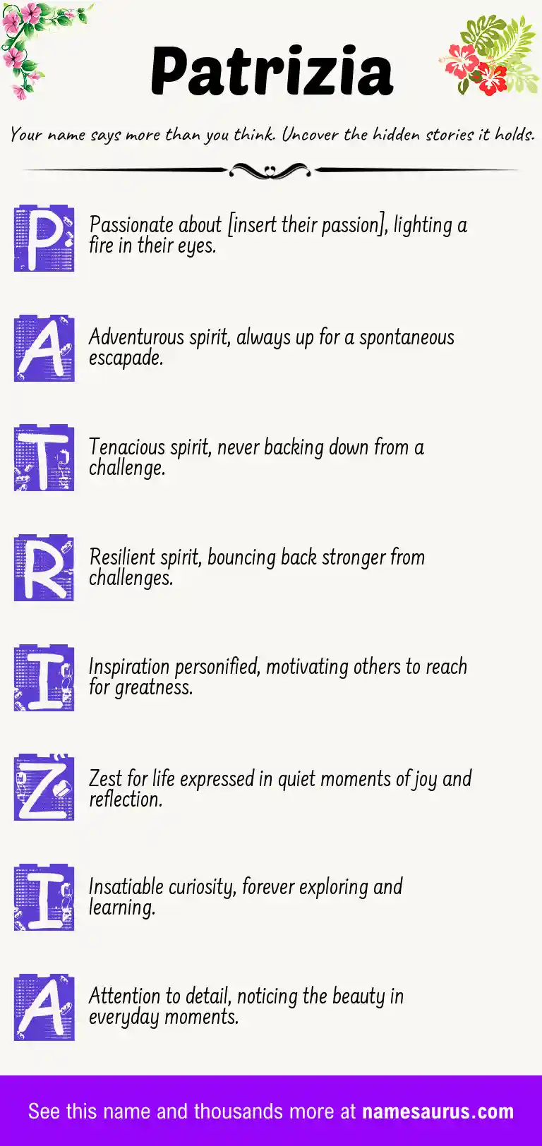 Acrostic poem about Patrizia.