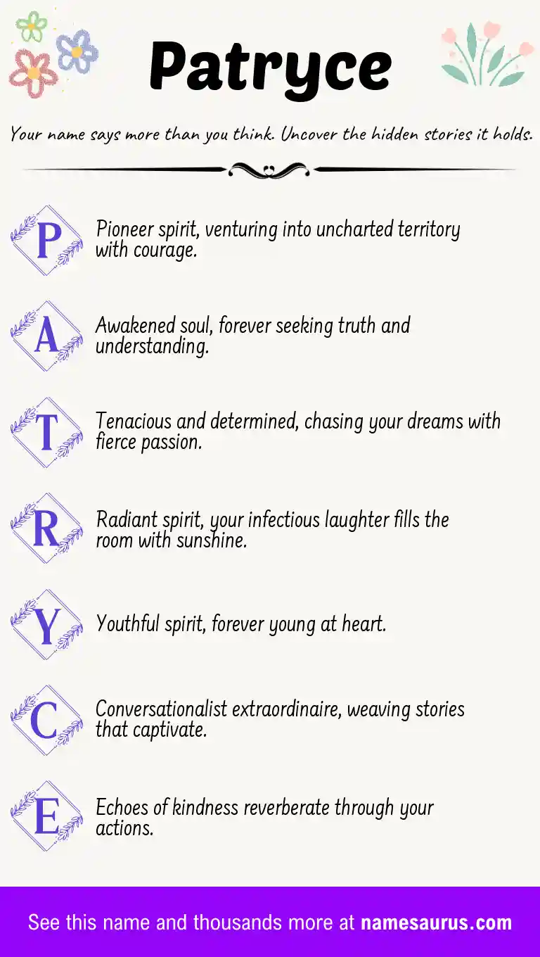 Acrostic poem about Patryce.