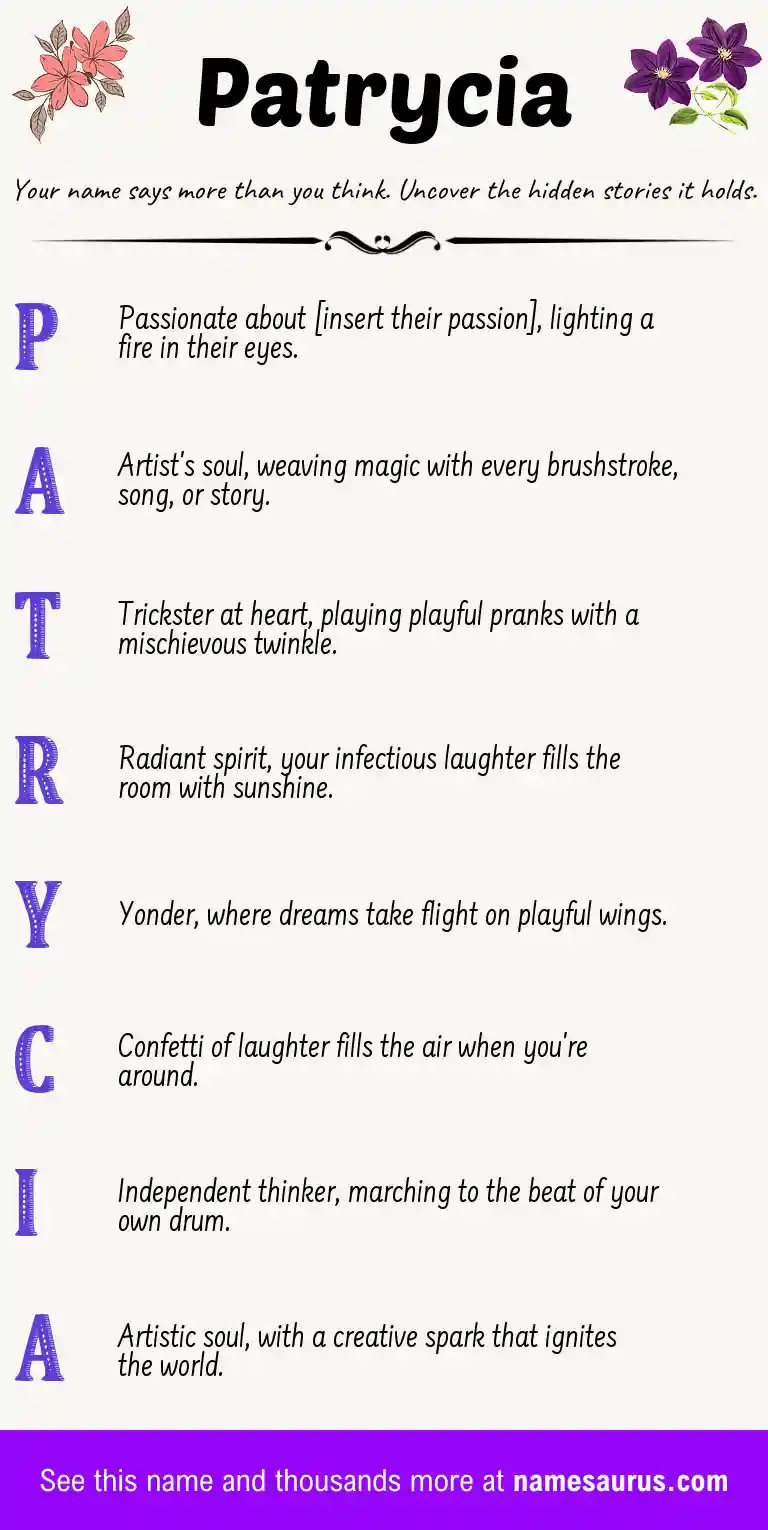 Acrostic poem about Patrycia.