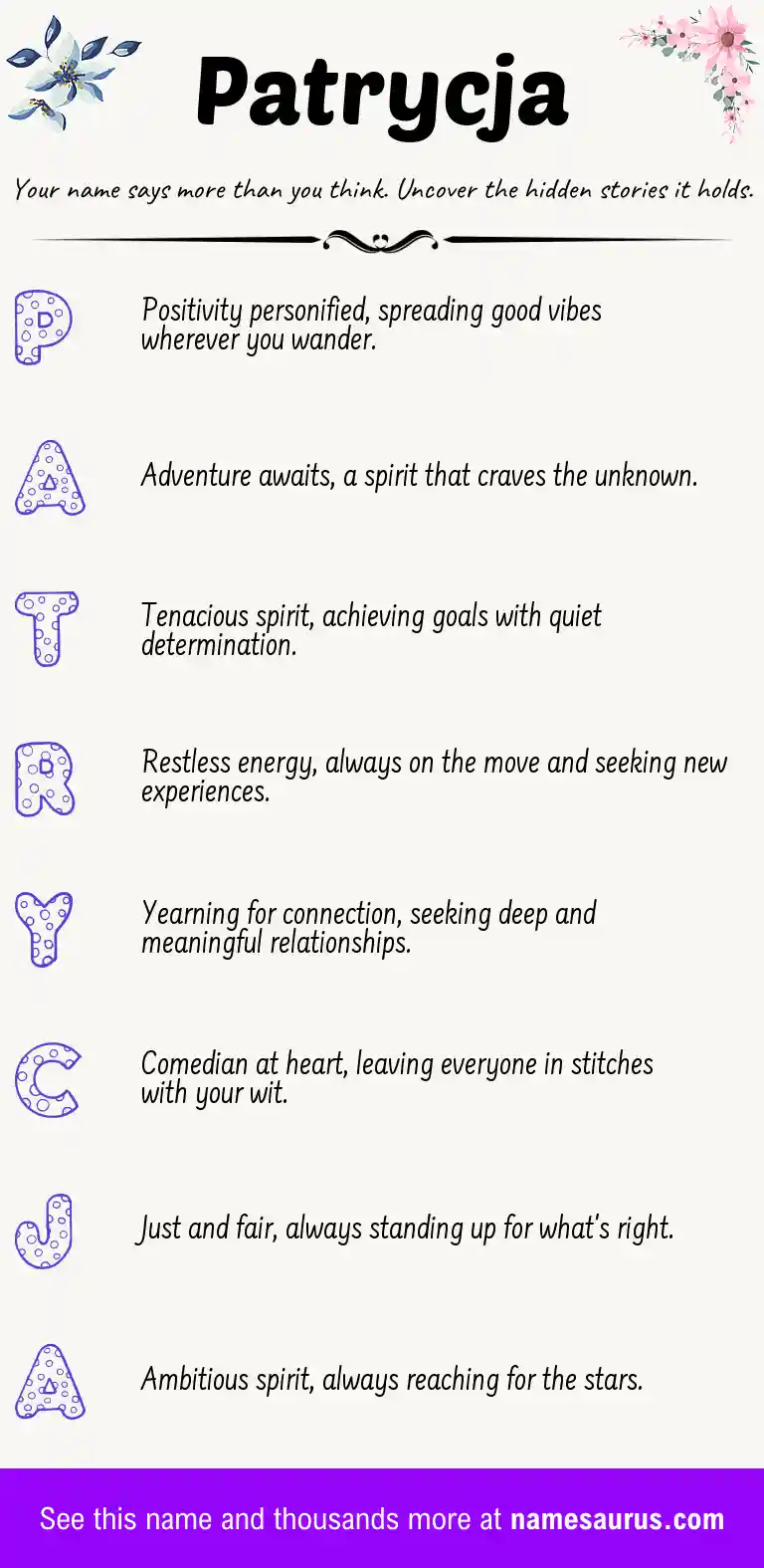 Acrostic poem about Patrycja.
