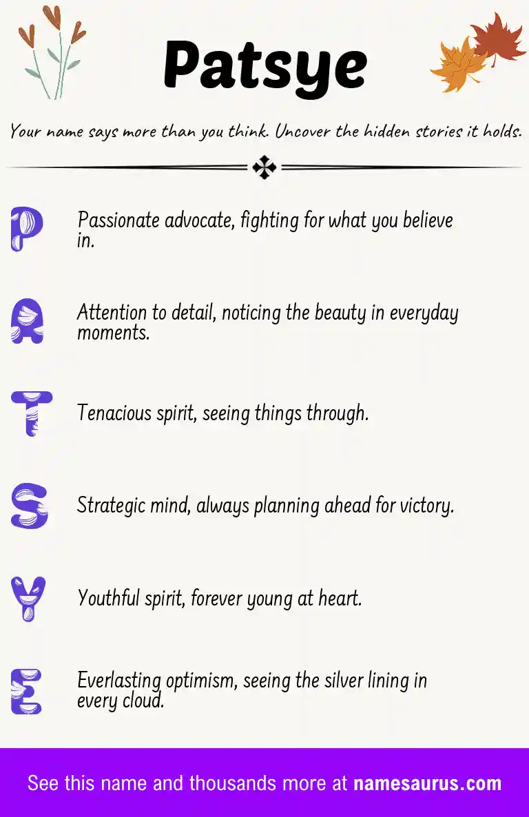 Acrostic poem about Patsye.