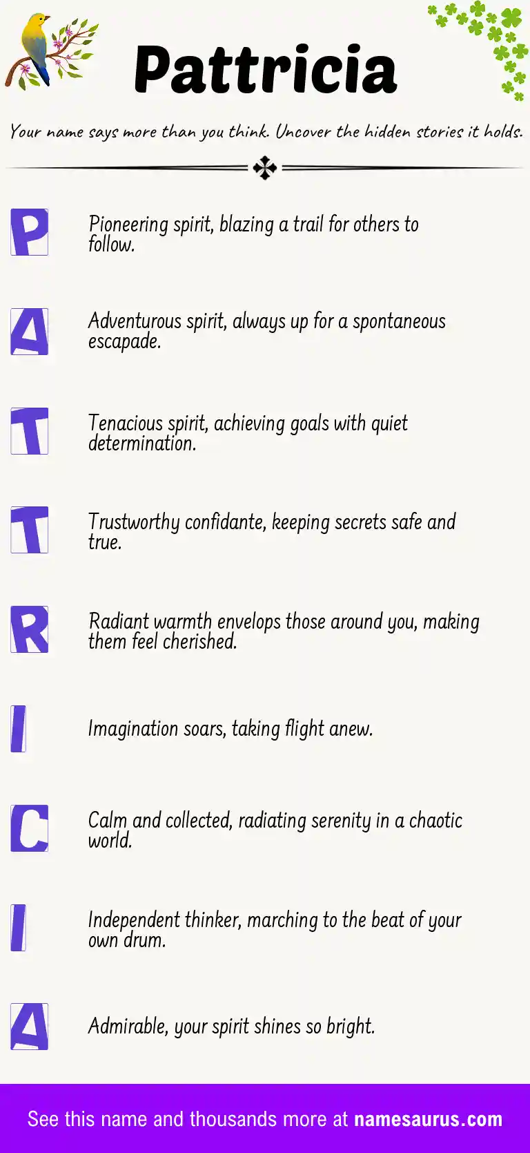 Acrostic poem about Pattricia.