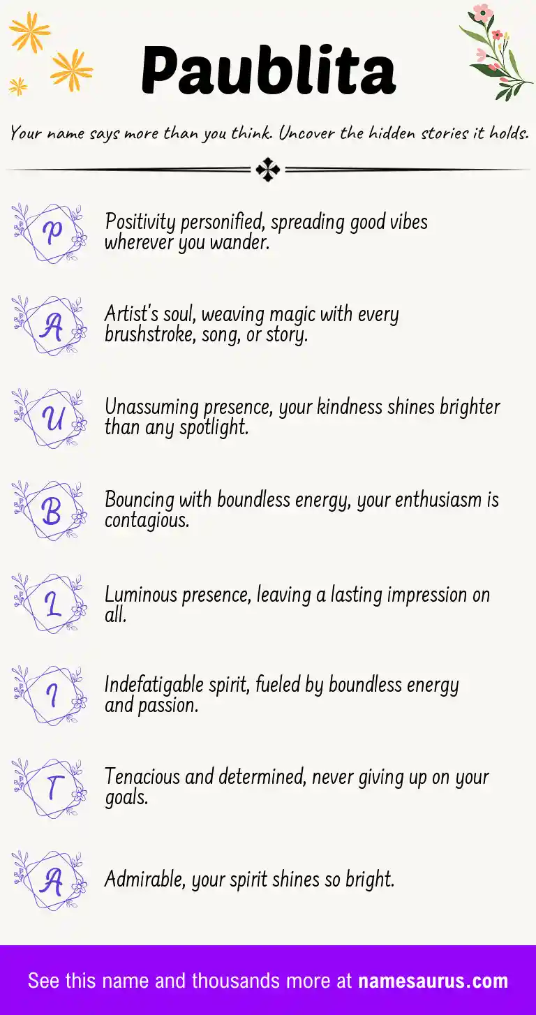 Acrostic poem about Paublita.