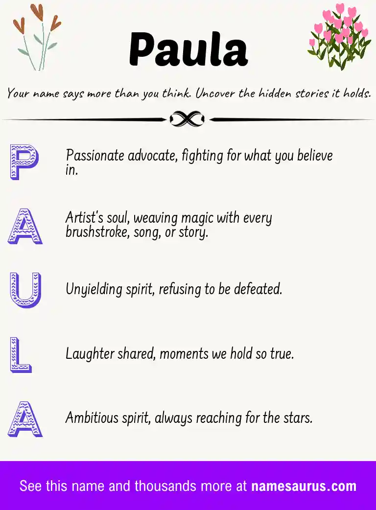Acrostic poem about Paula.